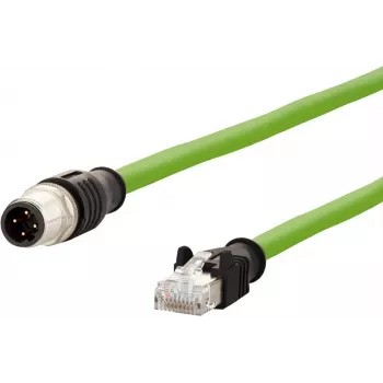 METZ CONNECT 142M1D15100 M12 į RJ45 pramoninis Ethernet kabelis, D-koduotas, 4-polių, AWG 22, 10m, žalias