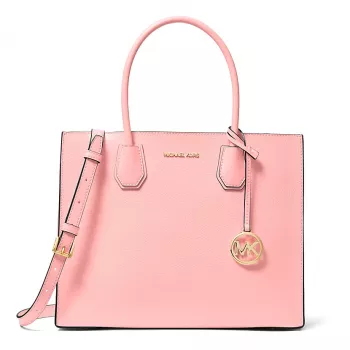 Michael Kors Greenwich Satchel Crossbody Bag for Women, Powder Blush, Saffiano Leather, 32x26x14 cm