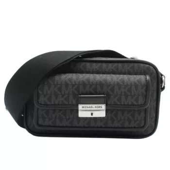 Michael Kors Jet Set Crossbody Bag Black Signature Coated Canvas 35R5S2BC0BBLA