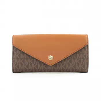 Michael Kors Jet Set Travel rudas Signature dengtos drobės portfelis-krepšys per petį 35F3GTVE7BBRO