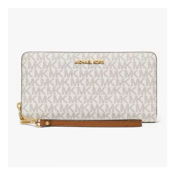 MICHAEL KORS Jet Set Travel Continental Wallet 35S6GTVE9BVAN in Vanilla Coated Canvas
