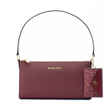 Michael Kors Jet Set Travel Crossbody Bag Oxblood Saffiano Leather 26x14x7 cm