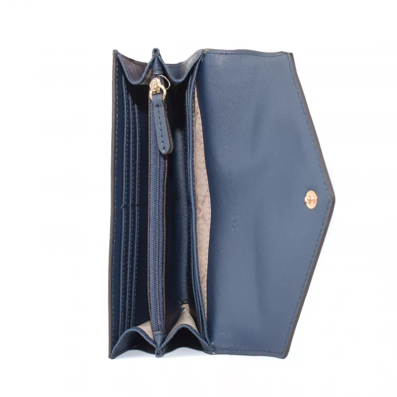 Michael Kors Jet Set Travel Saffiano Leather Wristlet Wallet Navy su aukso spalvos detalėmis