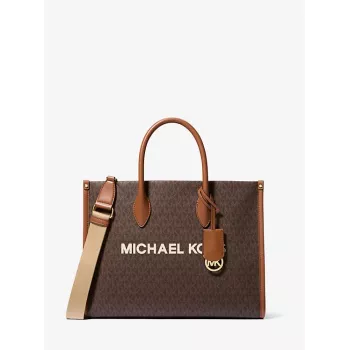 MICHAEL KORS Jet Set Travel Tote Bag Brown Signature Coated Canvas 35R5G7ZT2BBRO