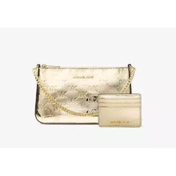Michael Kors Jet Set Travel Tote Bag Set with Wallet - Opal Multi Signature Coated Canvas