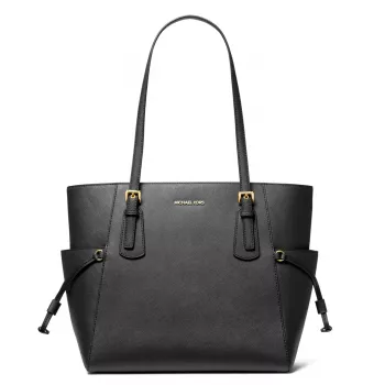 MICHAEL KORS Voyager moteriškas juodos spalvos Crossgrain odos tote krepšys 31x28x15 cm