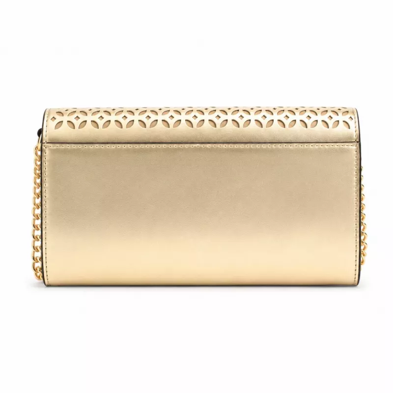 Michael Kors Moterų „Jet Set Charm“ kryžminė rankinė, Signature Logo drobė, aukso spalvos furnitūra