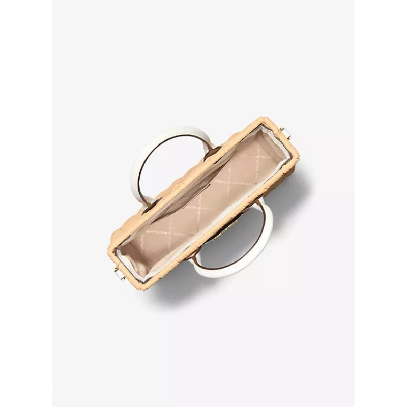 Michael Kors Moterų „Jet Set Travel“ kryžminio krepšio krepšys 35T4G7ZC5WOPT – Signature Canvas, aukso spalvos detalės