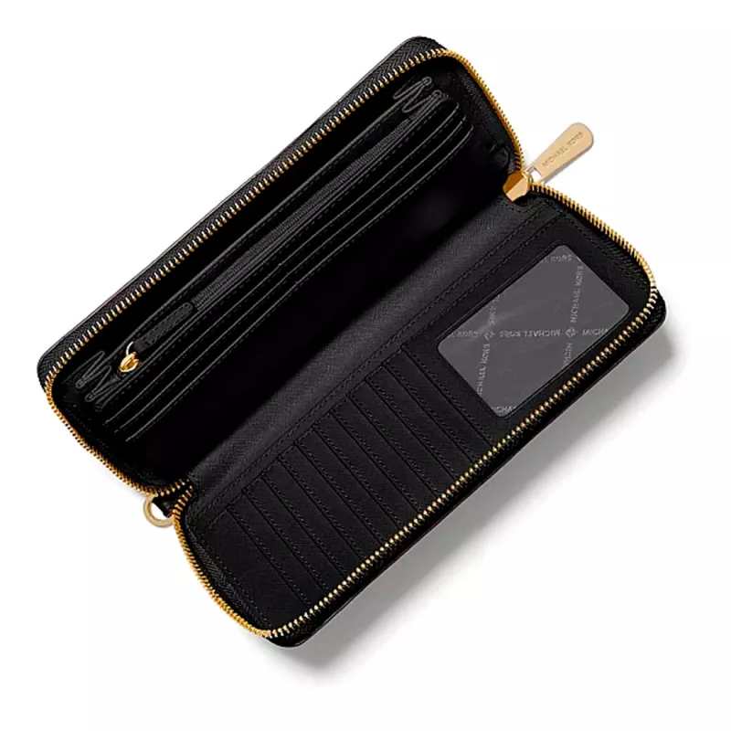 Michael Kors Moterų Jet Set Travel Saffiano Odinė Rankinė Ant Riešo, Juoda