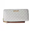 Michael Kors Moterų Jet Set Travel Trifold Piniginė, Signature Coated Canvas, Aukso Spalvos Metalinės Detailės - 35F8GTVT3BVNL