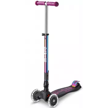 Mikro Maxi Deluxe Sulankstomas LED Neochrome 3-Ratis Vaikiškas Paspirtukas, Violetinis