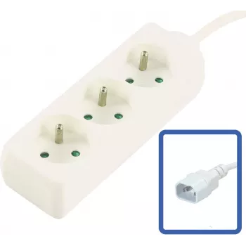 MicroConnect 3 vietų prancūziško tipo elektros skirstytuvas su jungikliu, apsauga nuo perkrovos ir vaikų apsaugos sklendėmis, 1,5 m kabelis, baltas (MC-PS030150FRUPSW)