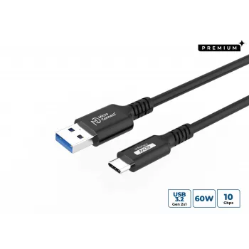 MICROCONNECT Premium USB-C į USB-A laidas (1 m, pinta nailono pynė, 5 Gbps, juoda)