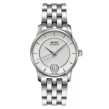 MIDO Baroncelli III Moteriškas Automatinis Laikrodis M007207110360 33mm Sidabrinis Ciferblatas Deimantiniai Indeksai Nerūdijančio Plieno Apyrankė