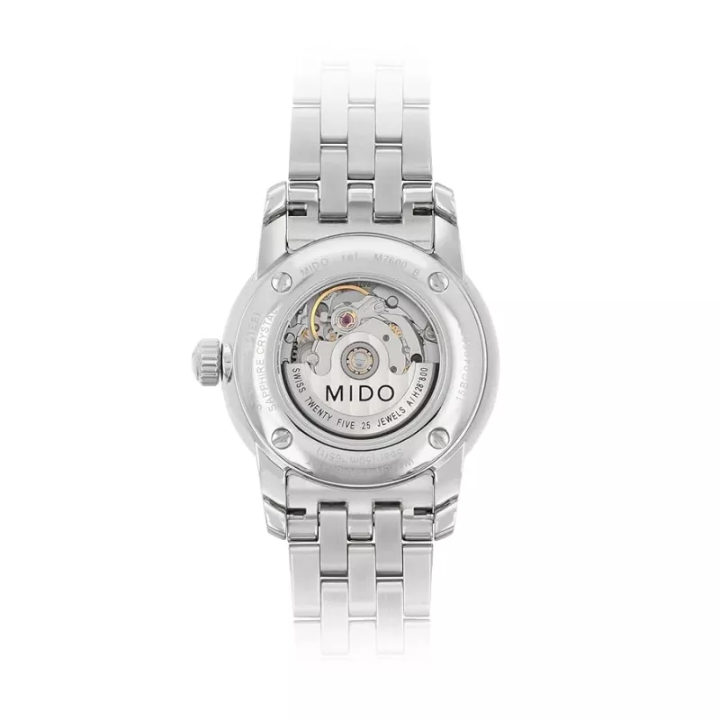 MIDO Baroncelli Lady automatinis laikrodis M76004181 29mm nerūdijantis plienas baltas perlų motinos