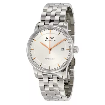 MIDO Vyriškas laikrodis Baroncelli III Automatinis 38mm Sidabrinis Ciferblatas Rudo Odos Dirželis M86004101