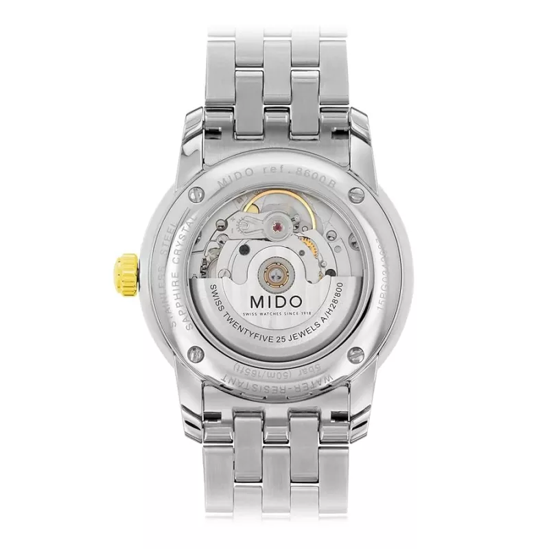 MIDO Vyriškas Laikrodis M86009261 Baroncelli III 38mm Automatinis Sidabrinis Ciferblatas Juoda Oda