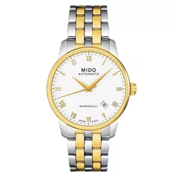 MIDO Vyriškas Laikrodis M86009261 Baroncelli III 38mm Automatinis Sidabrinis Ciferblatas Juoda Oda