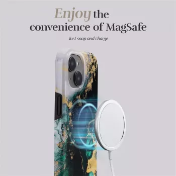 MIO Green Marble Magsafe Compatible Case for iPhone 16 Plus