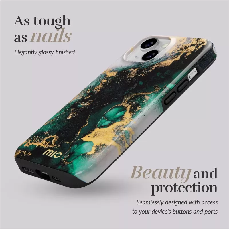 MIO Green Marble Magsafe Compatible Case for iPhone 16 Plus