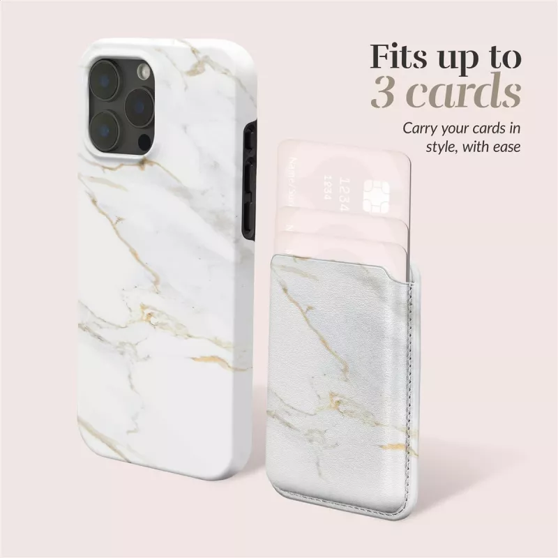 MIO White Marble Magsafe Case Compatible Card Holder
