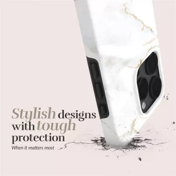 MIO White Marble Magsafe Case Compatible for iPhone 16 Plus