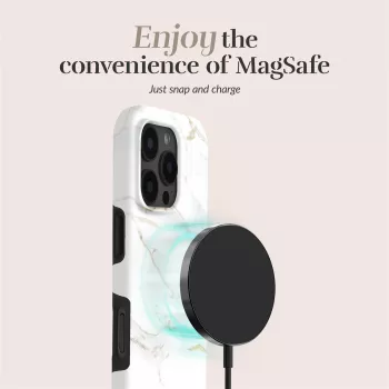 MIO White Marble Magsafe Case, suderinamas su Samsung S25+ 5G