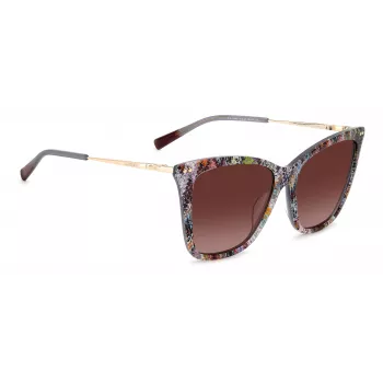 MISSONI Moteriški drugelio formos akiniai nuo saulės MIS0106SX193X - Rudi raštuoti acetato rėmeliai, rudi gradientiniai lęšiai, UV400 apsauga