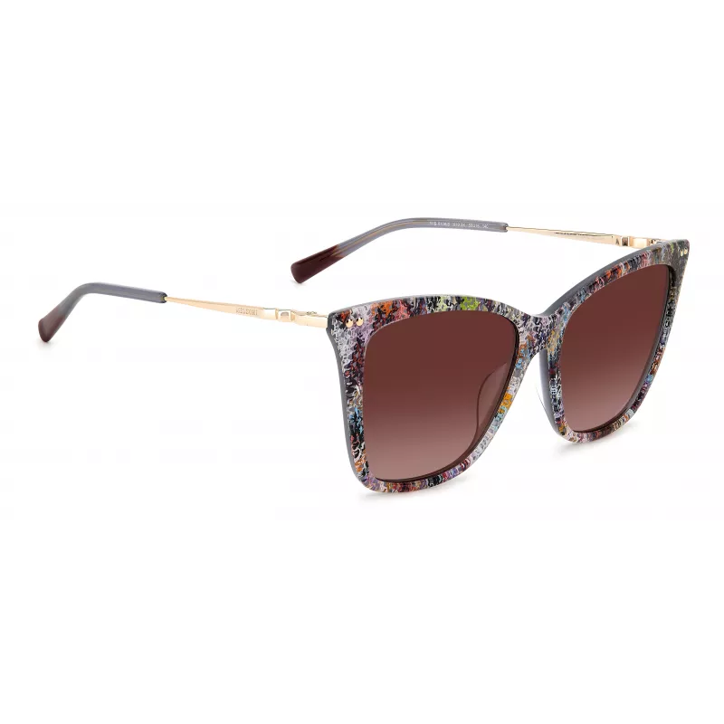 MISSONI Moteriški drugelio formos akiniai nuo saulės MIS0106SX193X - Rudi raštuoti acetato rėmeliai, rudi gradientiniai lęšiai, UV400 apsauga