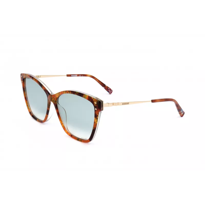 MISSONI Moteriški Akiniai Nuo Saulės MIS0003S2NL - Havana Acetato Katės Akies Formos su Rudais Gradientiniais Lęšiais