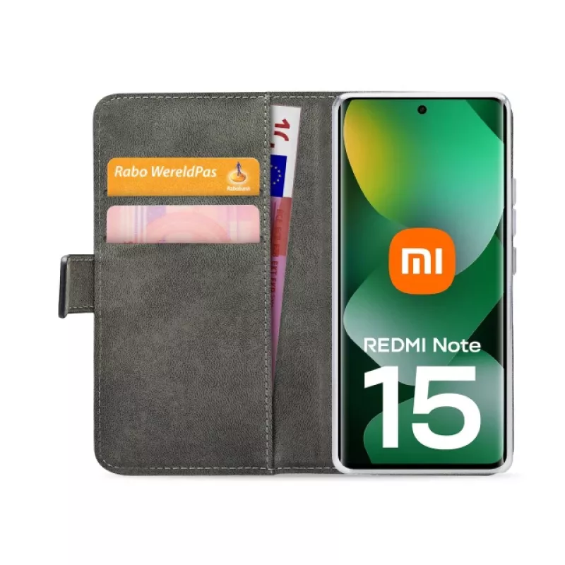 Mobilize Classic Gelly Wallet Book Case, skirtas Xiaomi Redmi Note 15 5G, juoda