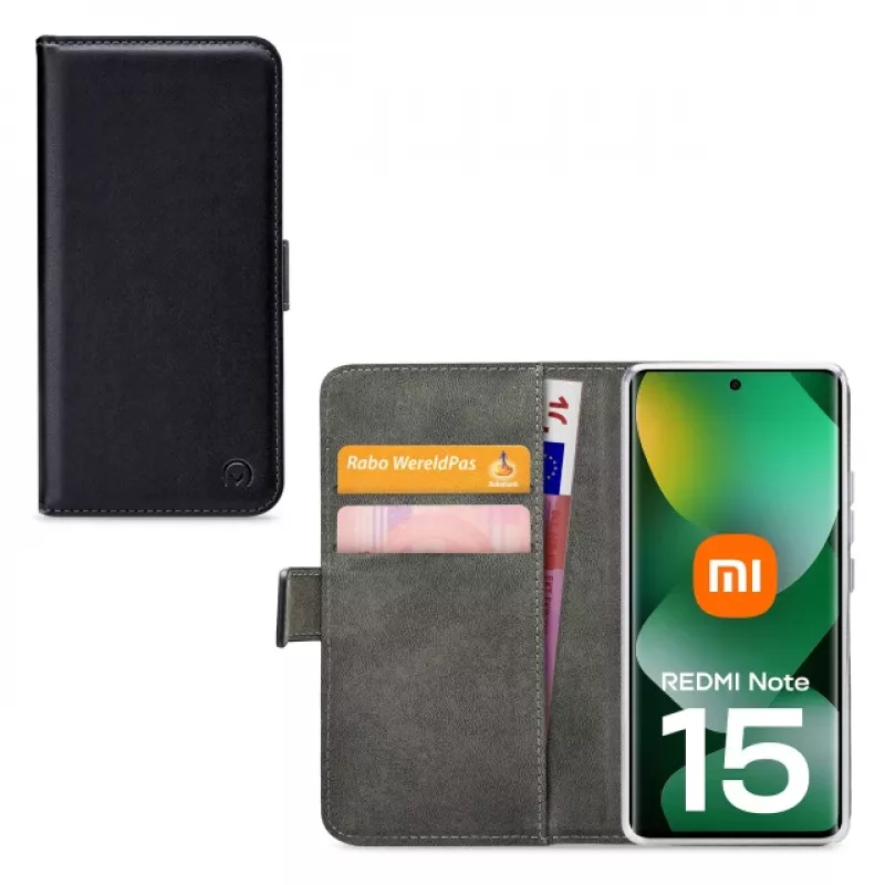Mobilize Classic Gelly Wallet Book Case, skirtas Xiaomi Redmi Note 15 5G, juoda