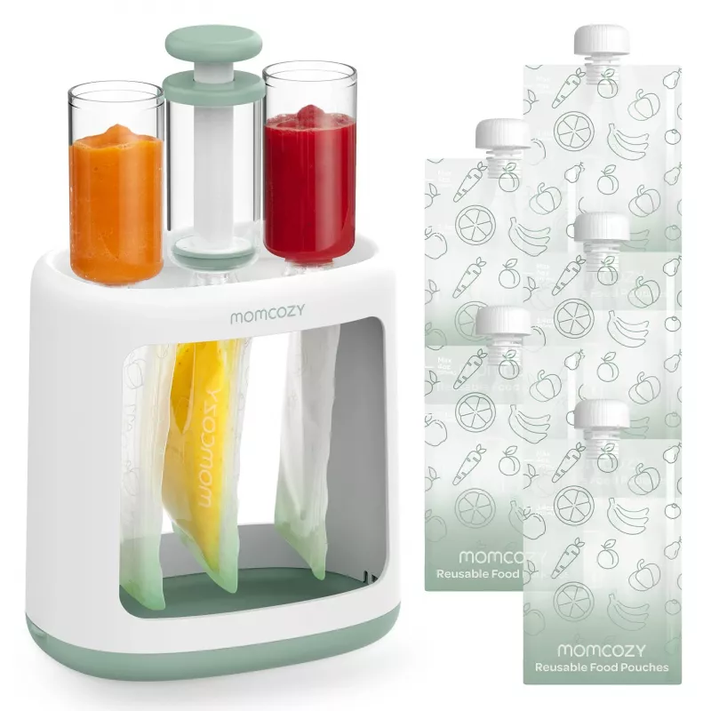 MOMCOZY kūdikių maisto gaminimo prietaisas 5-in-1, garinimas, smulkinimas, tyrės, atšildymas, pašildymas, 600ml Tritan indas, 200ml vandens bakelis, jutiklinis LCD, be BPA, 300W kaitinimas, 120W smulkinimas, 120V