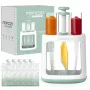 MOMCOZY kūdikių maisto gaminimo prietaisas 5-in-1, garinimas, smulkinimas, tyrės, atšildymas, pašildymas, 600ml Tritan indas, 200ml vandens bakelis, jutiklinis LCD, be BPA, 300W kaitinimas, 120W smulkinimas, 120V