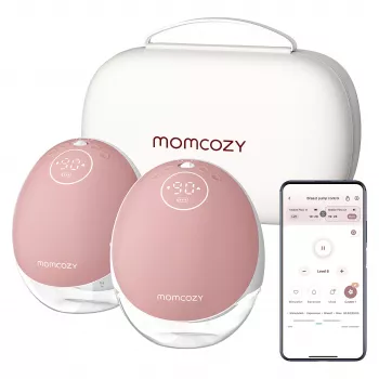 Momcozy M9 belaidis dvigubas elektrinis pientraukis su įkraunama baterija, 9 siurbimo lygiais, 180 ml talpomis ir dėklu