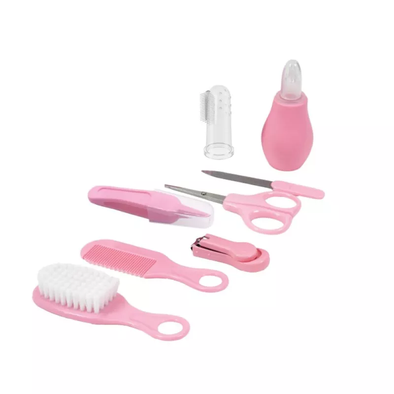 MOMINI Baby Care Kit Pinky – 10 dalių naujagimio priežiūros rinkinys su kelioniniu dėklu
