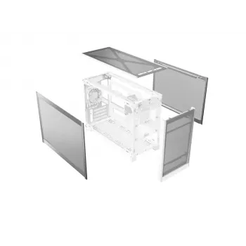 MONTECH TEN (W) Mini Tower dydžio kompiuterio korpusas, tinka Micro ATX / Mini-ITX plokštėms, be maitinimo bloko, baltas