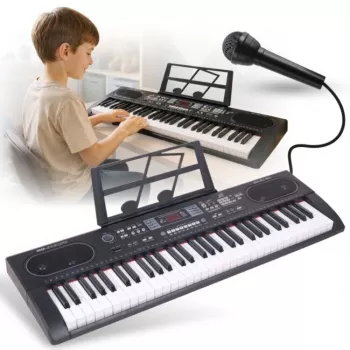 Muzikinis klaviatūros MQ 603 UFB 61 klavišų, 200 garsų, 200 ritmų, LCD ekranas, įrašymas, mokymosi funkcijos, mikrofonas, USB MP3, maitinimo adapteris - juoda