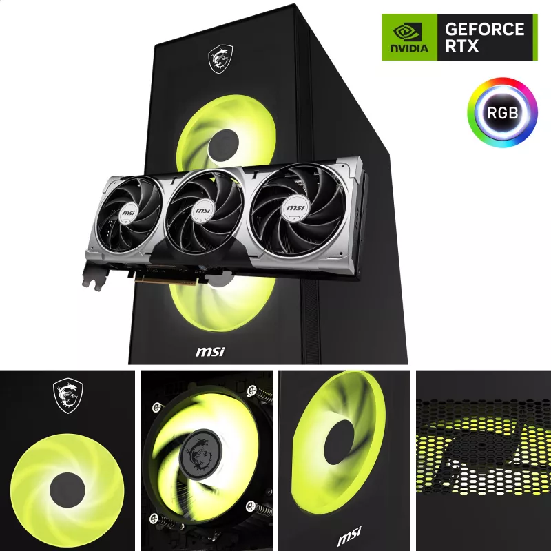 MSI MAG Infinite S AI 2nd 2NVM5-003AT žaidimų stalinis kompiuteris - Intel Core Ultra 5 225F, RTX 5060 Ti, 16GB DDR5, 1TB SSD, Windows 11 Home, juoda/skaidri