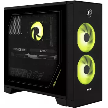 MSI MAG Infinite S AI 2NVM7-002AT stalinis kompiuteris (juodas/permatomas, Windows 11 Home)