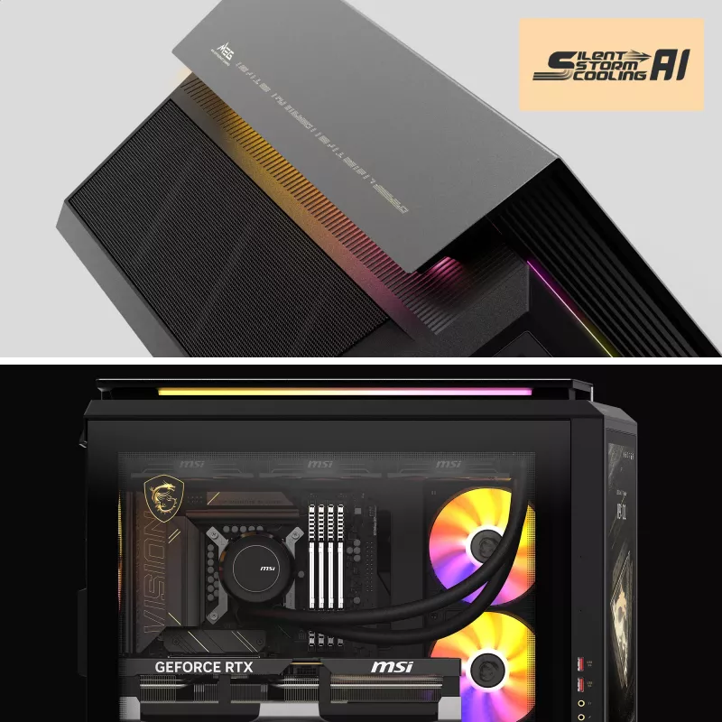 MSI MEG Vision X AI 2NVV9-285AT stalinis kompiuteris (juodas/skaidrus, Windows 11 Home)