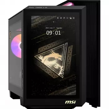MSI MEG Vision X AI 2NVV9-285AT stalinis kompiuteris (juodas/skaidrus, Windows 11 Home)