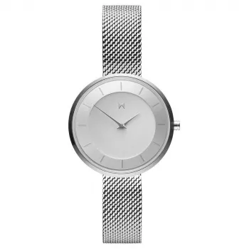 MVMT Moteriškas D-FB01-S Signature Quartz Analoginis Laikrodis 32mm Nerūdijančio Plieno Tinklelio Apyrankė Sidabrinė
