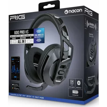 NACON RIG 600 PRO HS belaidės žaidimų ausinės, 2.4GHz/Bluetooth 5.1, 40mm, 24h baterija, juodos
