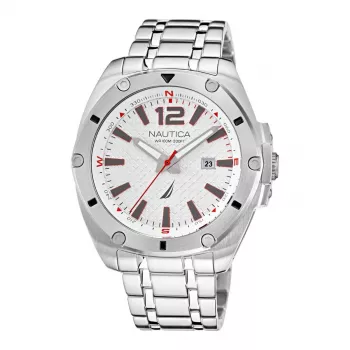 Nautica Men's Accra Beach Quartz Analog Watch NAPTCS221 44mm Black Dial Silicone Strap