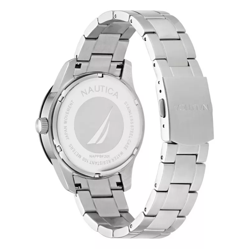 NAUTICA Vyriškas laikrodis NAPPBF201 Kvarcinis Analoginis su Mėlynu Ciferblatu ir Mėlynu Silikoniniu Dirželiu, 42mm