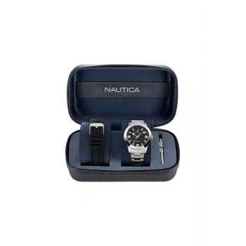 Nautica vyriškas laikrodis NAPPBF205 kvarcinis chronografas 42mm mėlynas silikoninis