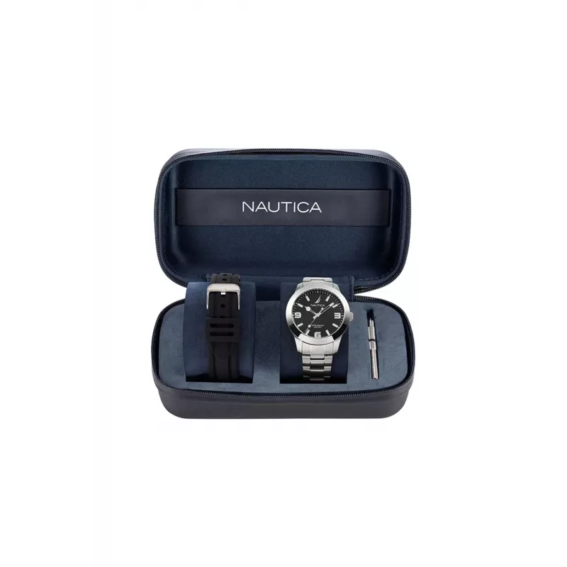 Nautica vyriškas laikrodis NAPPBF205 kvarcinis chronografas 42mm mėlynas silikoninis