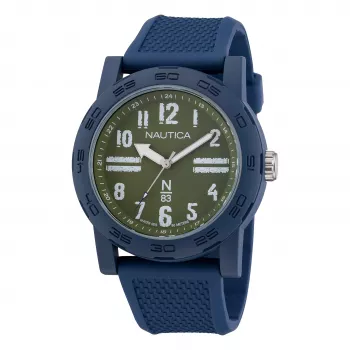Nautica NAPATS305 Vyriškas kvarcinis analoginis laikrodis mėlynu ciferblatu ir silikoniniu dirželiu 42,5 mm