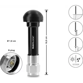 Navilock GNSS antena N jungtis 28 dB aktyvi lauko juoda 10 cm (60763)